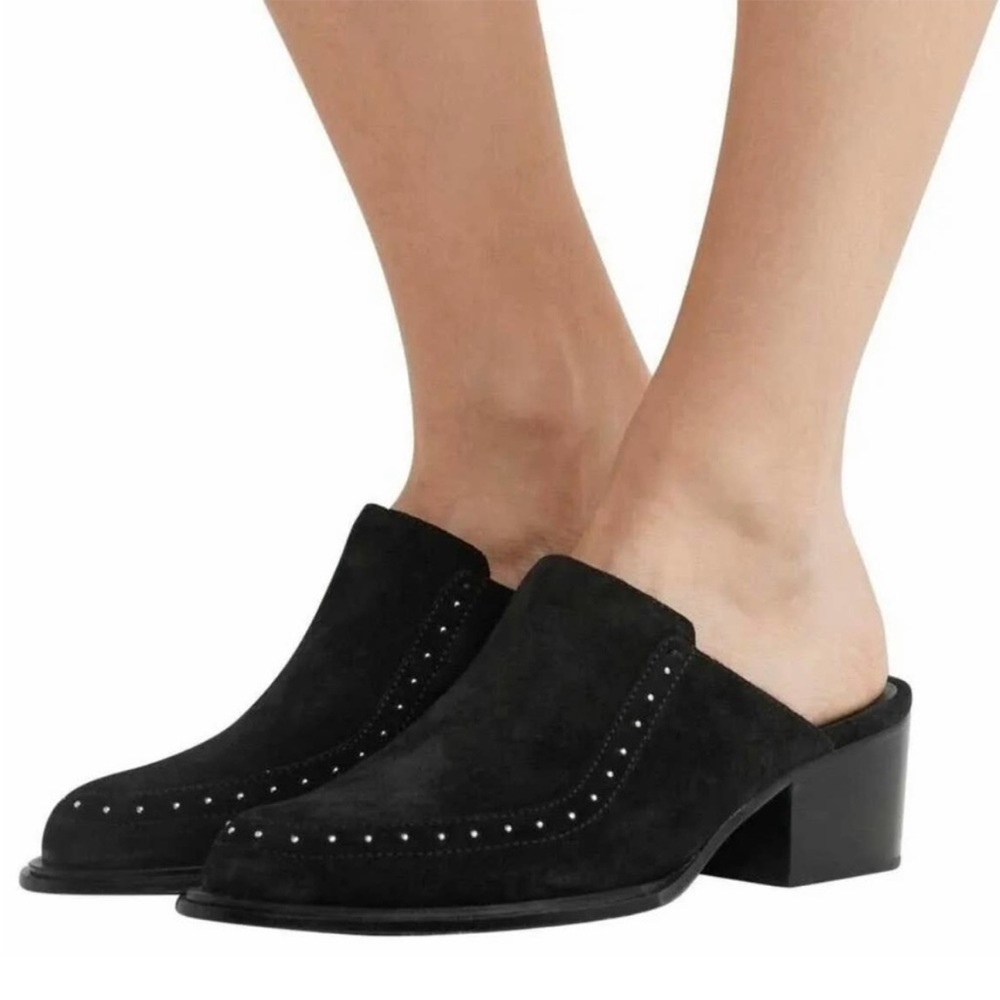 Rag & Bone Weiss Black Suede Studded Mules